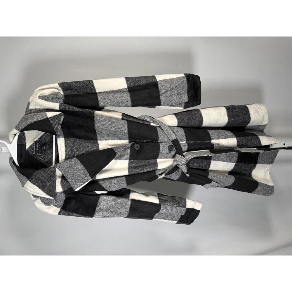 G by Giuliana Women's Black Label Plaid Trench Coat Black Size Medium Petite - Picture 2 of 5